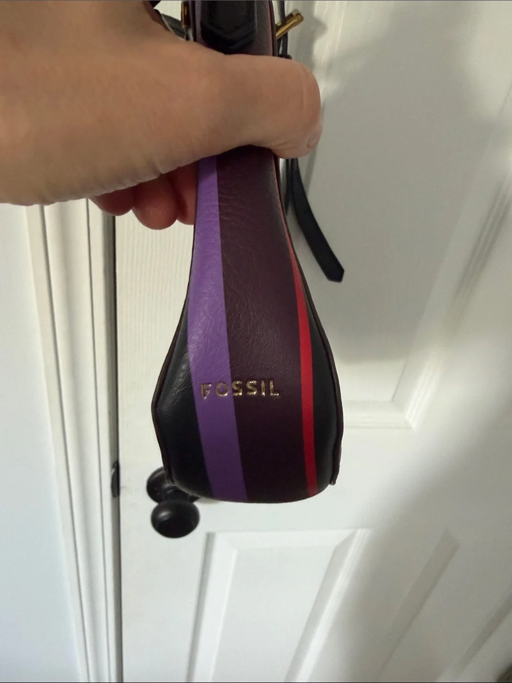 Fossil Black Crossbody Bag with Multicolor Vertical Stripes - Picture 4 of 6